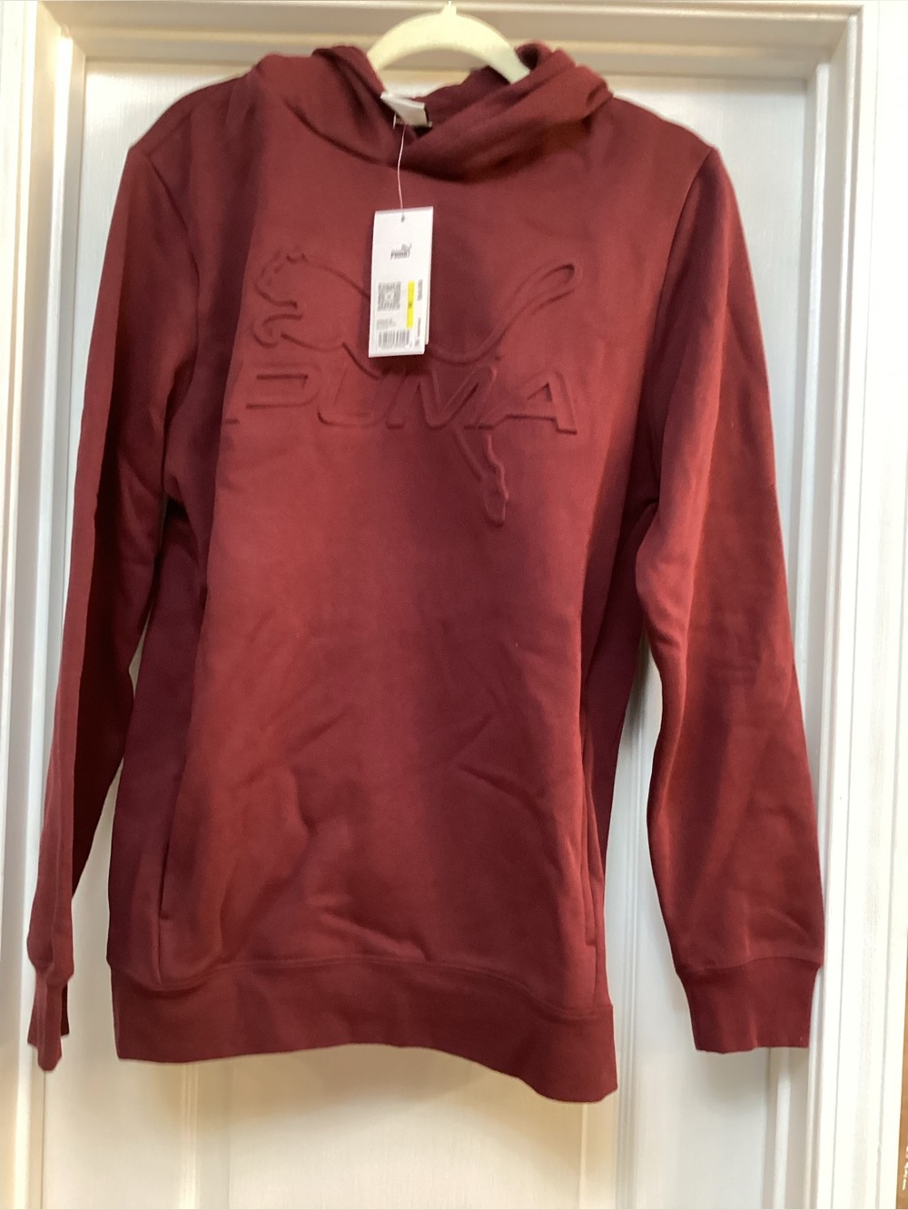 Puma Men’s Maroon Embossed Logo Hoodie size M